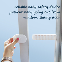 PRODIGY HS009 Verrou de sécurité enfant en plastique blanc pour fenêtre coulissante et porte, installation rapide, pour usage en maternelle et dans les tiroirs de meubles domestiques