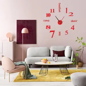 Vente chaude grand petit 3d bricolage salon acrylique miroir horloge montre murale