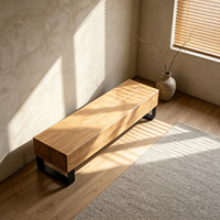 Banc en bois massif de designer, banc en bois de charpente gaufré, banc de repos pour magasin de vêtements, banc pour changer de chaussures, banc d'essayage