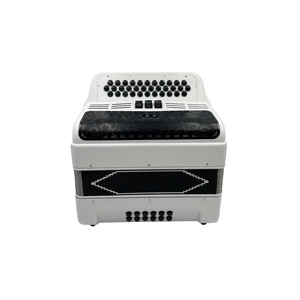 Acordeón Profesional JB3412C con 34 Botones, 12 Bajos y 3 Registros, Cuerpo Blanco Mate, Rejilla Negra, Botones Negros, Acordeón Diatónico - Product Image 2