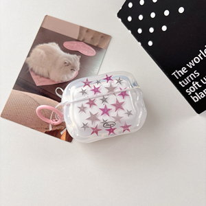 Étui pour écouteurs AirPods <span class=keywords><strong>Pro</strong></span> 3 4, motif étoile rose scintillante, étui transparent de luxe, mignon, avec porte-clés étoile, charme Y2K - Product Image 5