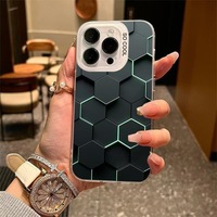 Coque de téléphone portable en PC rigide et TPU avec impression laser motif cube noir pour iPhone X Xr Xs 11 12 13 14 15 16 17 18 Pro Max Air