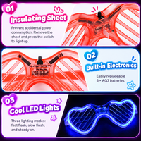 Lunettes LED originales en forme de cœur, lunettes à volets lumineux, lunettes de fête néon, accessoires pour photomaton, pour les soirées en boîte de nuit et les événements disco