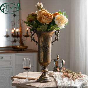 Jarrón Dorado Retro Europeo, Decoración Vintage de Metal, Centro de Mesa para Bodas, Adorno para Mesa - Product Image 5