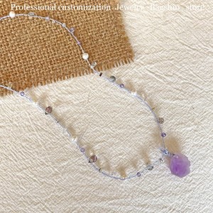 Collar de Cuentas de Amatista, Cristal Natural, Estilo Bohemia, Joyería para Uso Diario de Mujer - Product Image 1