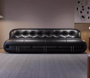 Sofá de Cuero Encerado Estilo Vintage, Sofá <span class=keywords><strong>Soriana</strong></span> con Patas de Acero, Sofá Lounge Hippo, Sofá Retro Creativo de Diseño - Product Image 5