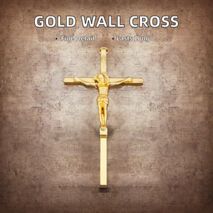 Croix murale orthodoxe plaquée or, design complexe, crucifix en métal durable, décoration religieuse sacrée pour la maison, figurine pour les croyants - Product Image 2