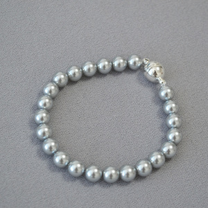 Elegante lujo oro imán hebilla 4mm/6mm/8mm/10mm blanco/gris círculo perlas gargantilla collar/pulseras - Product Image 6