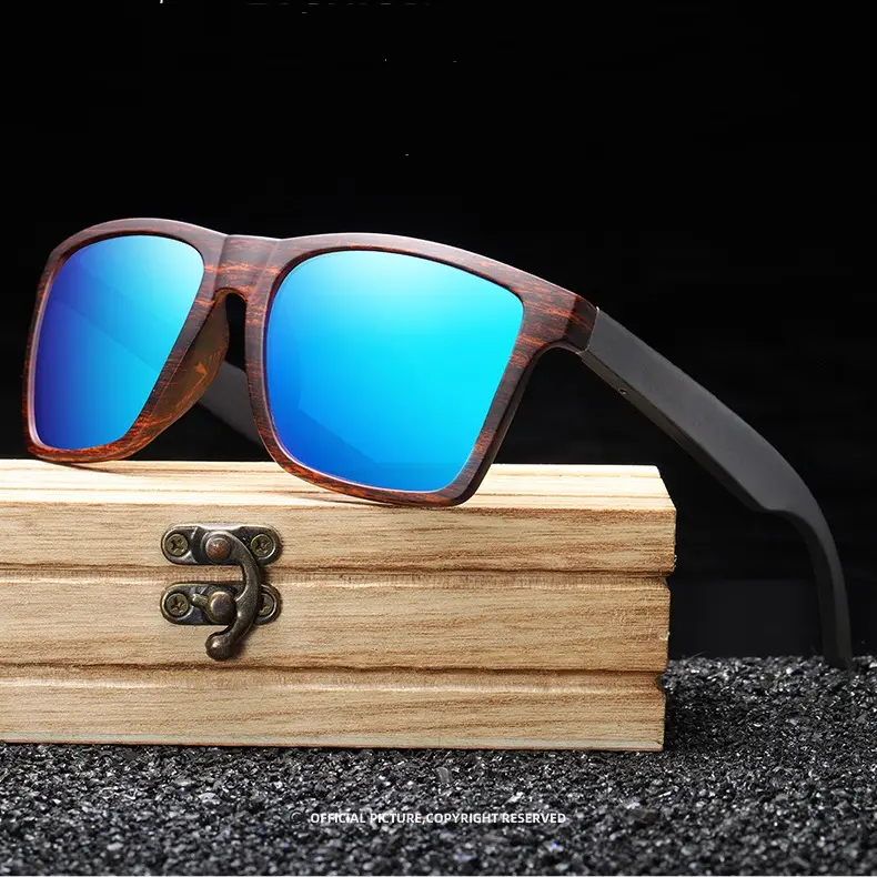 High grade shade sun glasses beach plastic frame with wood polarized sunglasses for men