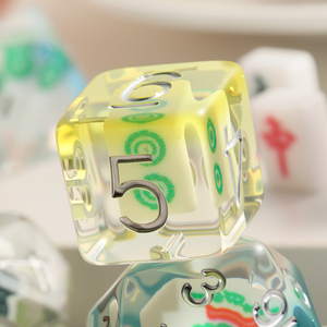 7pcs Trung Quốc mahjong chủ đề DND xúc xắc thiết lập, nhựa ngục tối và con rồng xúc xắc cho RPG Trò chơi bàn - Product Image 2