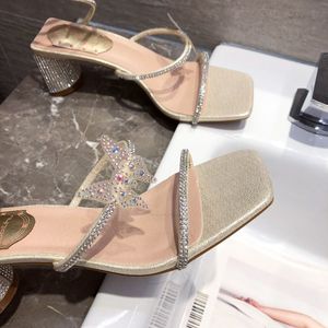 Ankle Wrap Designer <b>Block</b> Talon 7CM Rhinestone Heels for Women - Product Image 5