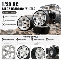 4 jantes en alliage d'aluminium à 5 branches avec tournevis pour pièces de mise à niveau de crawler RC 1/30 A302048