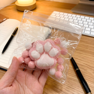 Plush Pink White Cat Paw Squishy Toy Soft Fluffy Squeeze Stress Relief Fidget Toy for Kids <strong>Adults</strong> - Product Image 3