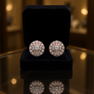 Orecchini Giyocnado con Diamanti in Oro Rosa, Taglio Brillante Rotondo, Colore G, Diamanti Naturali, Stile Classico per Uso Quotidiano Femminile - Product Image 2