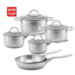 Toptan özel mutfak eşyaları paslanmaz çelik tencere seti tencere ve tavalar Set silikon kolu ile 10 parça TENCERE SETİ - Product Image 1