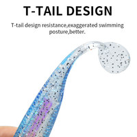 Vente en gros usine Leurre souple coulant en silicone à queue en T, simulation 3D bionique, 9,5 cm, 4 g, 4 pièces, pour la pêche en mer et en rivière
