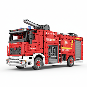 Reobrix 22008, Coche de Control Remoto con Control por Aplicación, Coche RC de Alta Tecnología, Camión de <span class=keywords><strong>Bomberos</strong></span> con Escalera, Modelo de Bloques de Construcción, Serie de Juguetes de Plástico para Niños - Product Image 4
