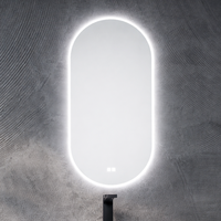 Meuble de salle de bain moderne avec matériau imperméable durable et finition résistante à l'humidité, doté d'un miroir rétroéclairé par LED