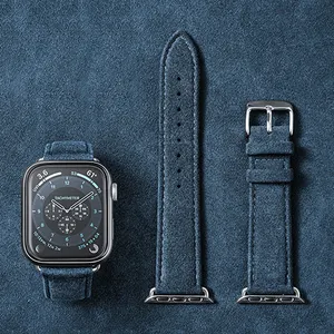 Tali jam tangan kualitas tinggi gelang jam suede hitam untuk alcantara iWatch 45mm/40mm