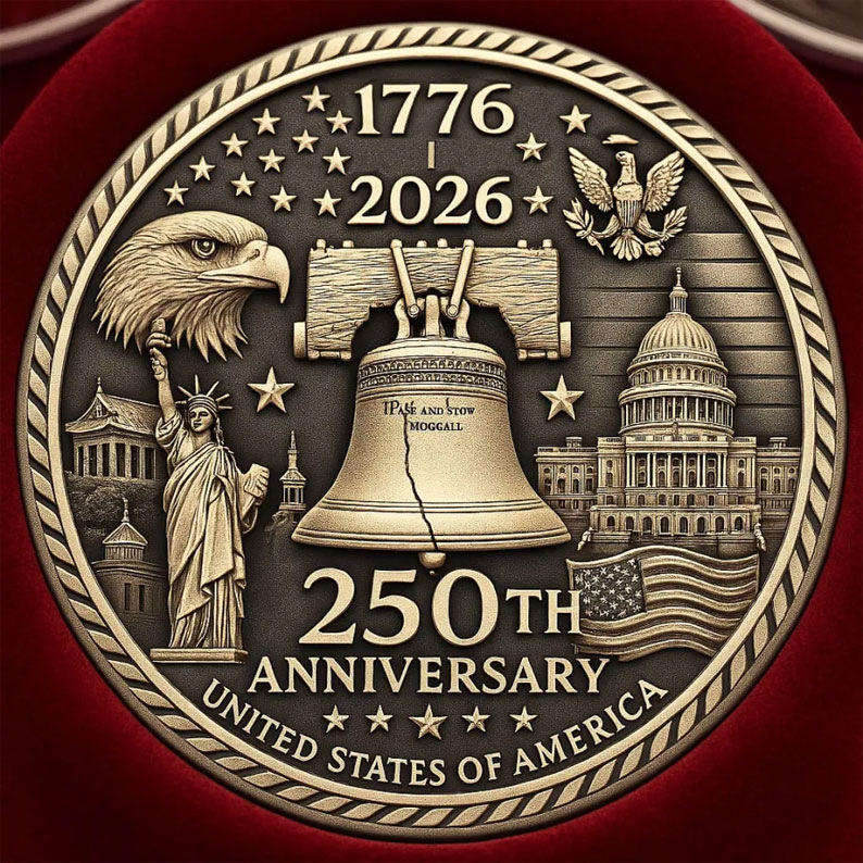 US 250th Anniversary 3D Relief Statue of Liberty Gold Plated ...