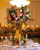 HY mariage événement fête d'anniversaire grand or argent acier inoxydable pilier support événement fête mariage Table centres de table