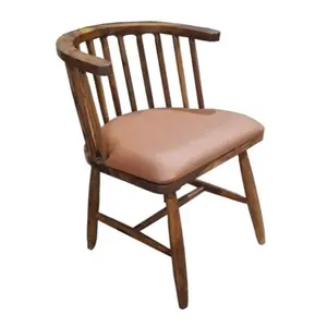 Silla Kennedy de diseño con asiento de cuero, sillas de comedor para restaurante, sala de reuniones, madera sólida, con brazo