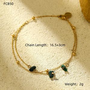 Set di Bracciali Estivi Multistrato Bohémien in Acciaio Inossidabile Placcato Oro con Perline in Pietra Naturale e Ciondoli a Cuore e Sole - Product Image 3