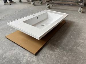 Lavabo mural en résine moderne MEBO OEM ODM pour hôtel, lavabo simple en résine blanc brillant avec drain - Product Image 4