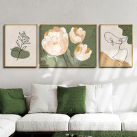 Peinture murale moderne abstraite pour salon, triptyque floral, peinture en porcelaine cristalline