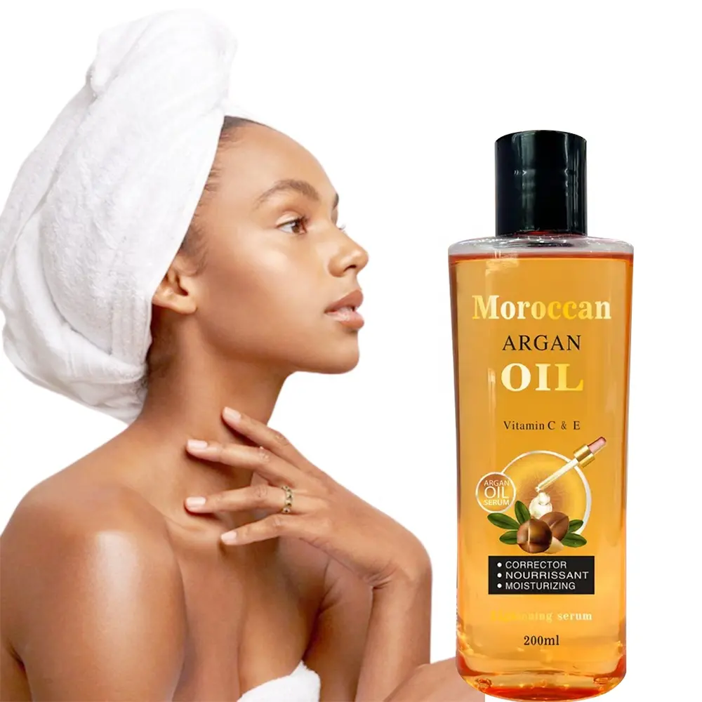 Vitamin C & E Moroccan Cosmetic Argan Moisturizing Softening Youthful Radiant Huile Eclaircissant Skincare Oil For Black Skin