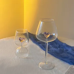 Desain kaca anggur merah set lampu rumah mewah kelas atas kaca kristal besar perut decanter piala anggur