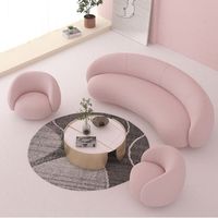Canapé Courbé Style Crème pour Salon, Canapé Paresseux de Luxe Léger et Table Basse Assortie, Tendance Internet