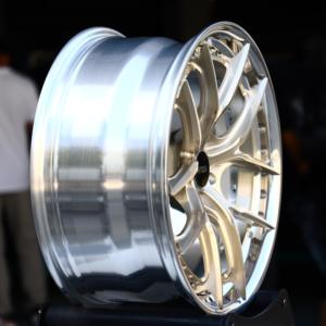 Jantes de voiture HTOR personnalisées de 18, <span class=keywords><strong>19</strong></span> et 20 pouces, 5x114.3, forgées en deux parties, dorées, à rayons, à déport profond, à lèvre polie, compatibles avec Skyline STI EVO RX7 - Product Image 3