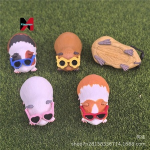 Figurines de cobayes portant des lunettes de soleil, modè<span class=keywords><strong>le</strong></span> de rat néerlandais mignon, décoration, 5 styles, boîte aveugle, artisanat en plastique - Product Image 2