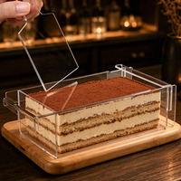 Boîte à tiramisu rectangulaire en acrylique transparent avec couvercle coulissant, qualité alimentaire, pour présentation de desserts, biscuits, pâtisseries, mousses, gâteaux, emballage cadeau