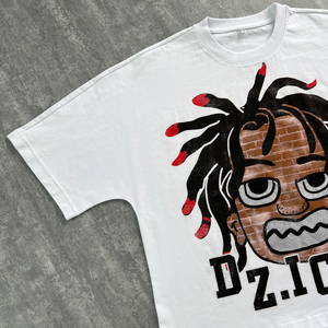 T-shirt de sérigraphie personnalisé T-shirt graphique en coton lourd personnalisé Streetwear T-shirt surdimensionné en strass - Product Image 4