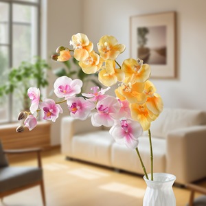ดอกกล้วยไม้ฟาแลนนอปซิสประดิษฐ์ CallaFloral ก้านเดี่ยว สีเหลืองน้ำเงิน สำหรับตกแต่งงานแต่งงาน ทำจาก PVC ยางนิ่ม ใช้ซ้ำได้ - Product Image 2