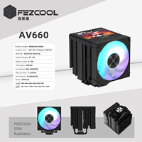 FEZCOOL AV660 6 Heat Pipe Dual-Tower CPU Cooler, Senyap, Kompatibel Semua Platform, Pendingin Udara dengan Layar LCD ARGB