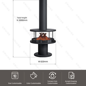 CRUISE Four <span class=keywords><strong>fermé</strong></span> Chauffage domestique Cheminée suspendue murale Rotation libre à 360 ° Poêle à bois 82cm Cheminée suspendue - Product Image 4