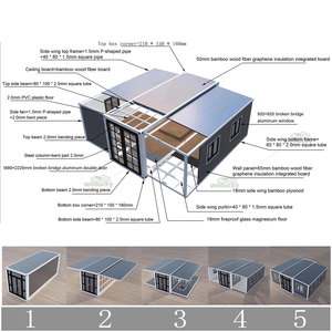 Maison conteneur préfabriquée pliable extensible Cabine résidentielle Bureau fait Panneau sandwich durable Maison <span class=keywords><strong>Mabile</strong></span> en acier - Product Image 2