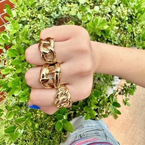 Bán Buôn Không Thường Xuyên Quanh Co Hình Học Nhẫn Chất Lượng Cao Đồng Với 18K Mạ Vàng Phóng Đại Nhẫn Cho Nam Giới Và Phụ Nữ - Product Image 1