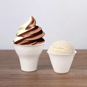 LOKYO新しいDIYクリエイティブカップ生分解性使い捨て環境にやさしい白いパルプ紙アイスクリームカップ