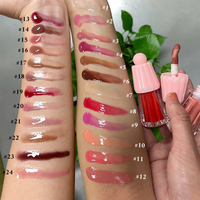 Gloss à lèvres en marque privée, logo personnalisé, gloss à lèvres 24 couleurs, brillance intense, hydratant, gloss à lèvres naturel, maquillage en gros, végan