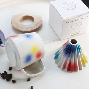 Ceramic <b>Coffee</b> Dripper Pot Set <b>Pour</b> <b>Over</b> <b>Coffee</b> <b>Maker</b> with Stand Elegant Flower V-Shape Filter - Product Image 4