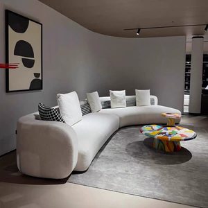 Divano Modulare Curvo Moderno, Dimensioni Personalizzabili, in Tessuto, a Forma di L, per Soggiorno, Appartamento, Hotel, Villa, Arredamento Casa - Product Image 5