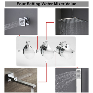 Wall Mount Stainless Steel Chrome Polished Single Handle <strong>Shower</strong> System Slide <strong>Bar</strong> Square <strong>Shower</strong> Head Massage Spray Ceramic <strong>Valve</strong> - Product Image 5