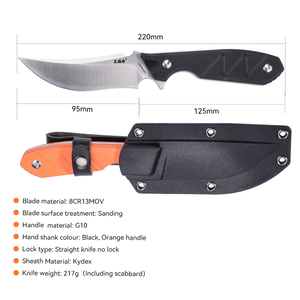 Venta al por mayor <span class=keywords><strong>Sanrenmu</strong></span> al aire libre cuchillo de hoja fija kydex vaina negro G10 mango táctico supervivencia Camping cuchillo de caza recto - Product Image 4