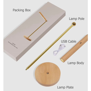 스마트 경량 1000mAh 폴 테이블 <span class=keywords><strong>LED</strong></span> 따뜻한 화이트 라이트 360 회전 터치 컨트롤 디밍 충전식 나무 책상 램프 - Product Image 6