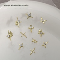 Paso Sico Bestseller transfrontalier, embellissements pour nail art en alliage étoile à quatre branches rétro, strass pour ongles personnalisables