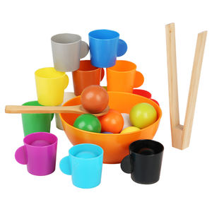 لعبة فرز الألوان الخشبية للأطفال ما قبل المدرسة بـ12 لونًا مع أوعية وأكواب وملعقة ومشبك للأطفال من 2-7 سنوات - Product Image 1